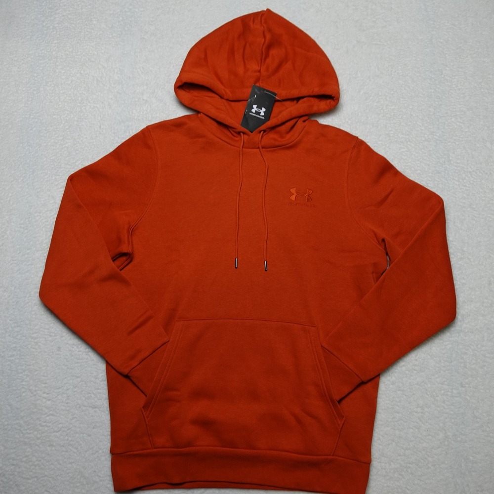 Under Armour Icon Fleece Hoodie Mens Small Orange Pullover 1373880-842